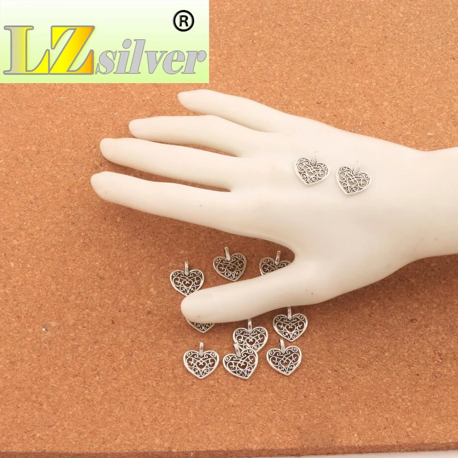 Filigree Heart Spacer Beads 14.5x14.5MM 56pcs zinc alloy Pendant For Making Bracelet And Necklace Lead Nickel Free L1660 | Украшения и