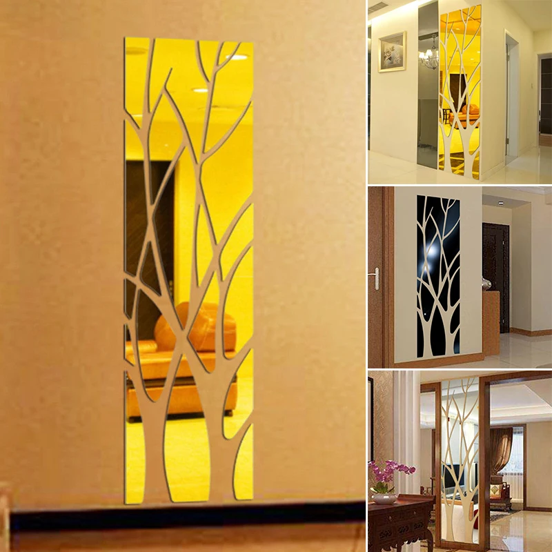 Съемная Зеркальная Наклейка s ветка дерева на стену DIY домашний декор для