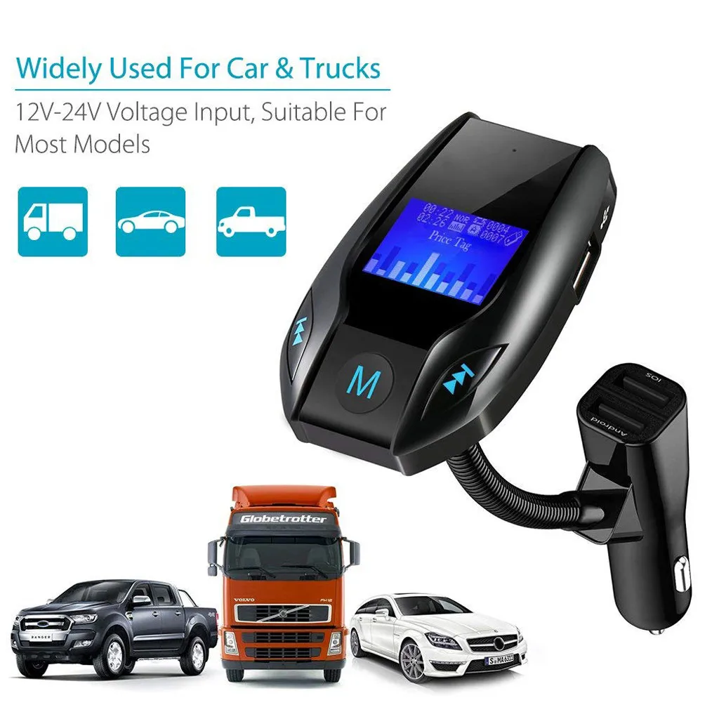 Fm-передатчик, Bluetooth, автомобильный Aux, Bluetooth, автомобильный fm-передатчик, MP3 плеер, Hands Free, Радио адаптер, комплект, USB зарядное устройство, воспроизведение музыки