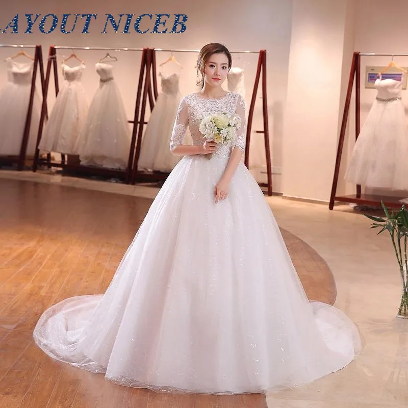 Белое свадебное платье с коротким рукавом и длинным шлейфом vestido de noiva Платье