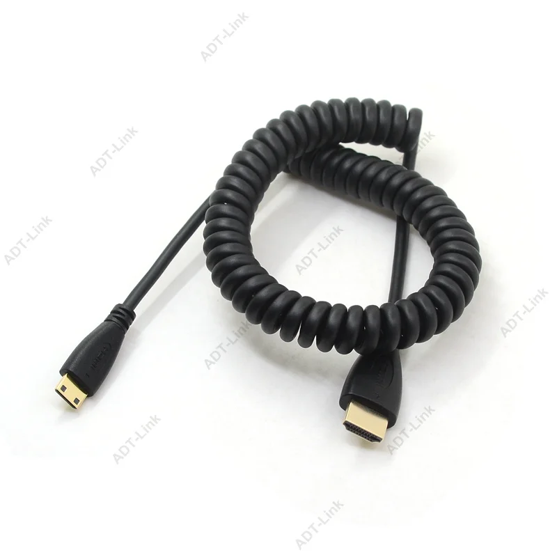Высокая Скорость Mini HDMI кабель HDMI Позолоченные весна Curl HDMI V1.4 3D High Premium HDMI кабель для sony видеокамер Canon