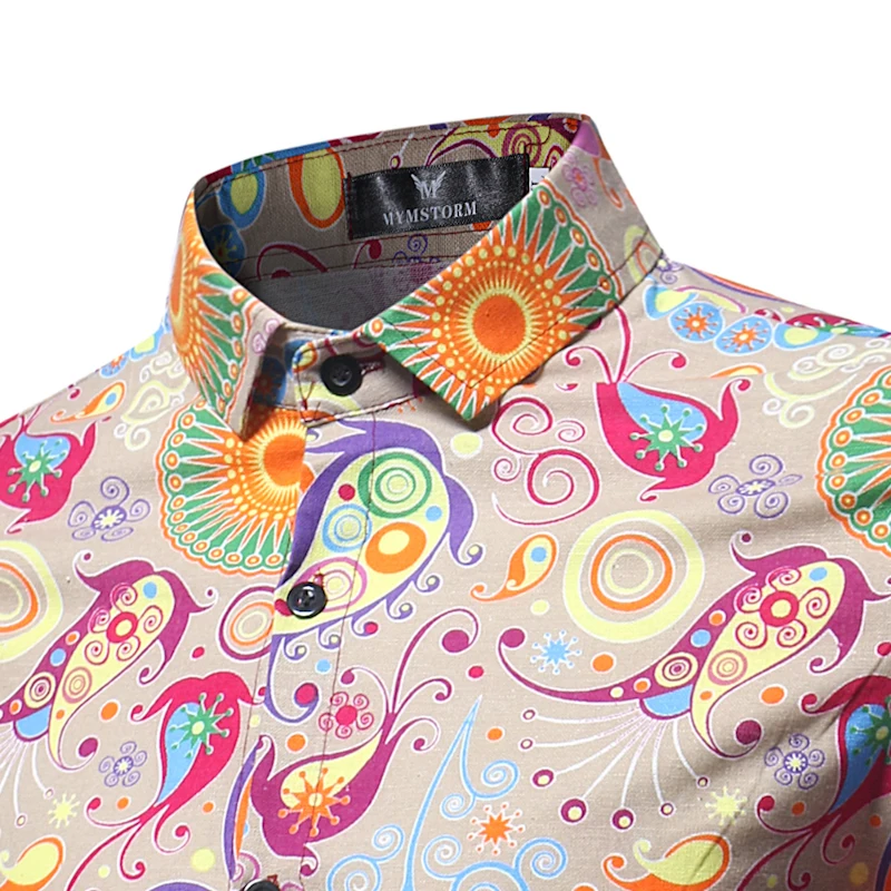 2018 Новая мода Для мужчин с длинными рукавами рубашки принтом Повседневное плюс