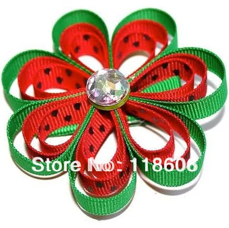 

60pcs Free shipping Watermelon Flower Ribbon Sculpture Hair Bow for Girl Kids