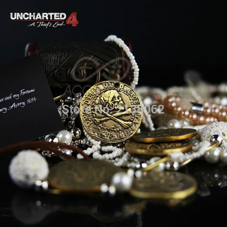 PS4 Uncharted 4 вор конец пиратский ожерелье из золотых монет Дрейк последнего приключения