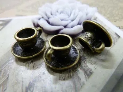 

Zinc alloy pendant jewelry accessories diy handmade material charms cup of coffee9*15mm