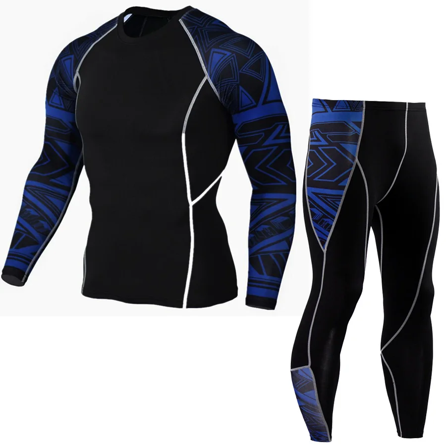 

men's slimming fit running sets mens' slim t shirt long sleeve+full pants size s-4xl