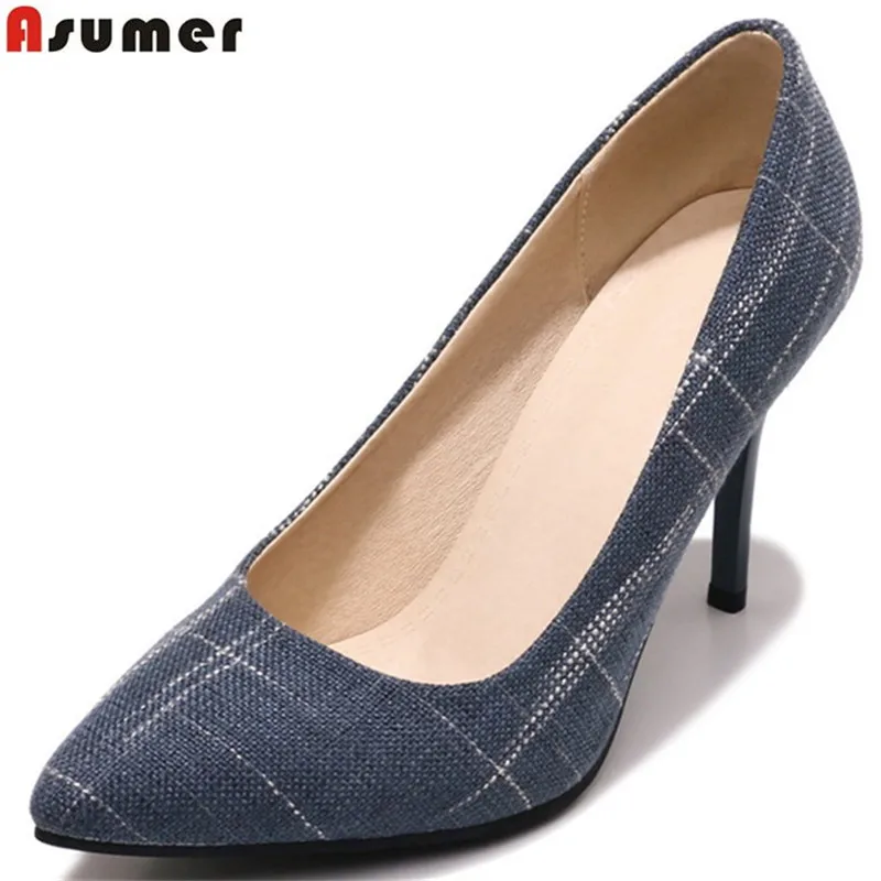ASUMER/модные черные туфли лодочки на весну и осень большие размеры 33 46 элегантные
