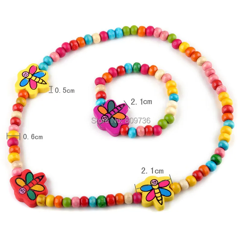 Детский комплект украшений для детей ручной работы деревянные бусы