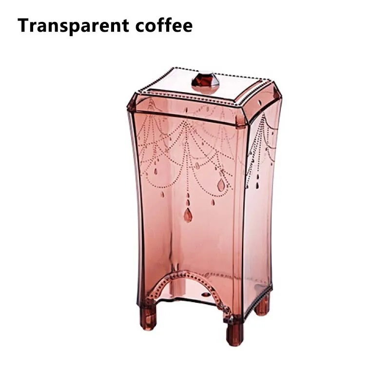 Coffee Маленькие коробки для хранения вещей, изысканный диспенсер для ватных дисков, держатель для хранения, накладки для макияжа, шкаф с крышкой, водонепроницаемый, безопасный в ванной комнате - Цвет: Coffee