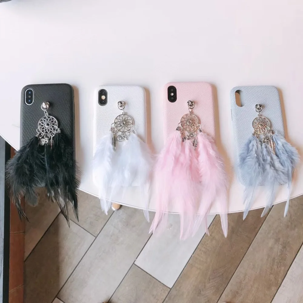 Перо кулон Ловец снов Мода Новое поступление чехол для apple iphone 6 6s P Плюс 7 8 х Мягкий