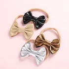 Мона из нейлона для Девочки повязка на голову для девочек из искусственной кожи для девочек повязка на голову с бантом с нейлоновая эластичная повязка на голову для волос для новорожденных, повязка на голову с бантом, 36 шт.лот