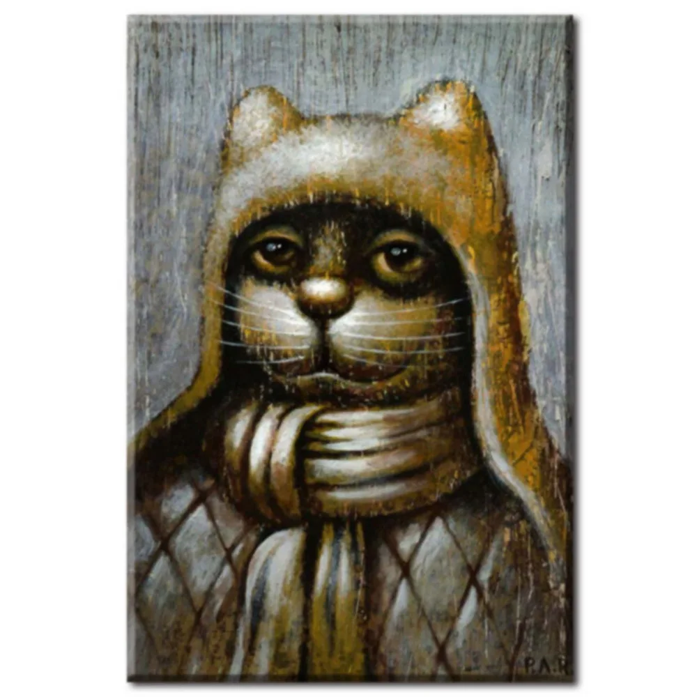 Кошка Животное потертый шикарный металлический оловянный вывеска кошка сова