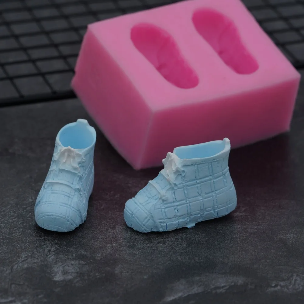 Baby Shoes Shape Silicone Mold Sugarcraft Fondant Cake Decorating Chocolate Birthday Party Cake 3D Infant Shoes Mould