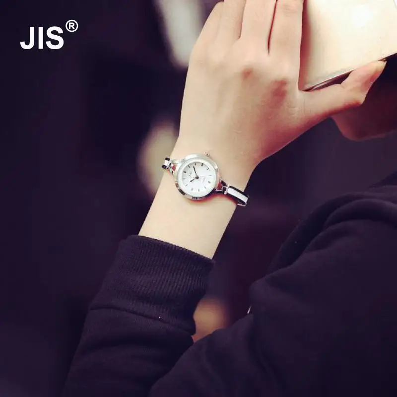 Модные кварцевые часы JIS розовое золото серебро тонкий ремешок женские наручные