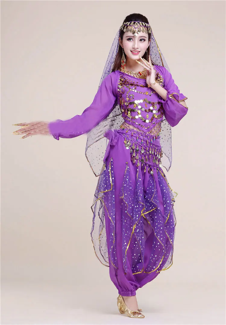 Комплект из 4 предметов для выступлений взрослых танца живота костюм Болливуда