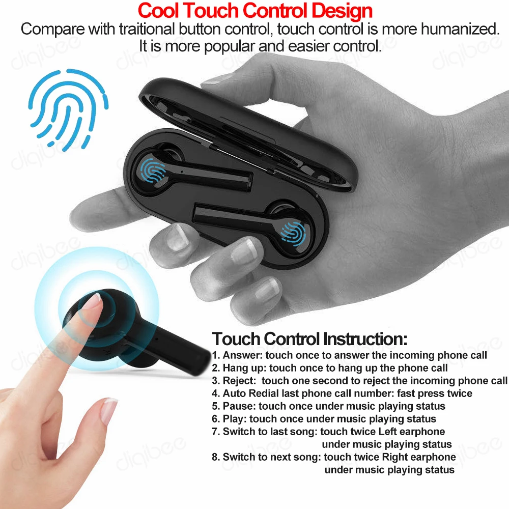 TWS Bluetooth 5 0 гарнитура с сенсорным управлением мини Спортивные Беспроводные HiFi