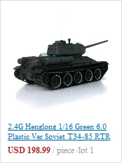 2,4G Henglong 1/16 зеленый 6,0 Пластик Ver советский T34-85 RTR радиоуправляемая модель танка 3909 TH12925