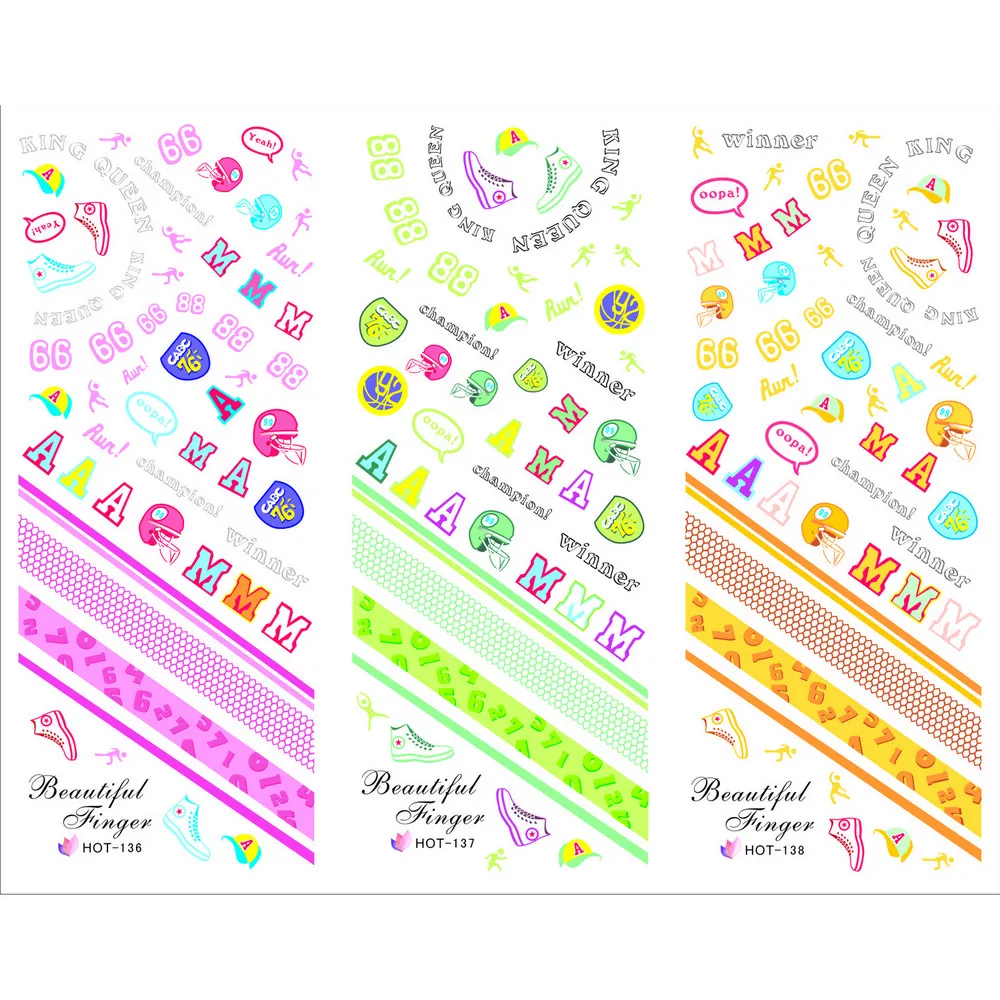 

3 PACKS / LOT MOSAIC SPORT ICE HOCKEY PUCK NAIL TATTOOS STICKER WATER TRANSFER DECAL NAIL ART HOT136-138