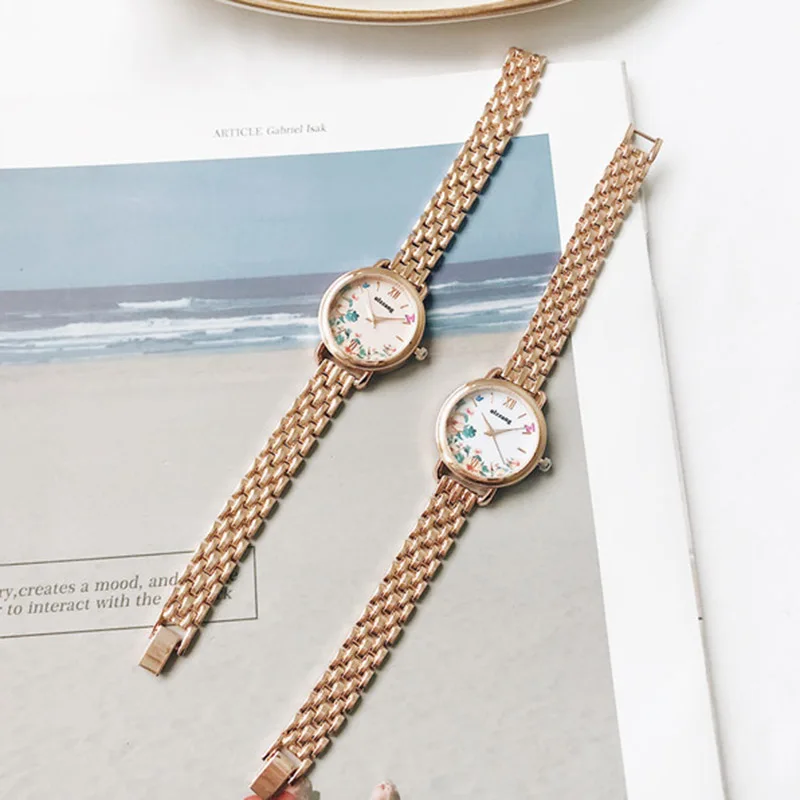 Fashion flower women watches rose gold stainless steel ladies wrist watch 2019 popular young clock gift reloj mujer | Наручные часы