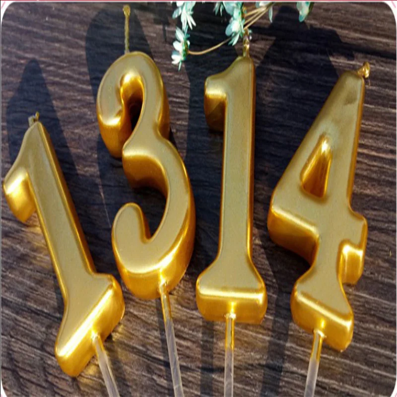 Сверкающие мини 0 ~ 9 цифровые свечи на день рождения для детей декор торта