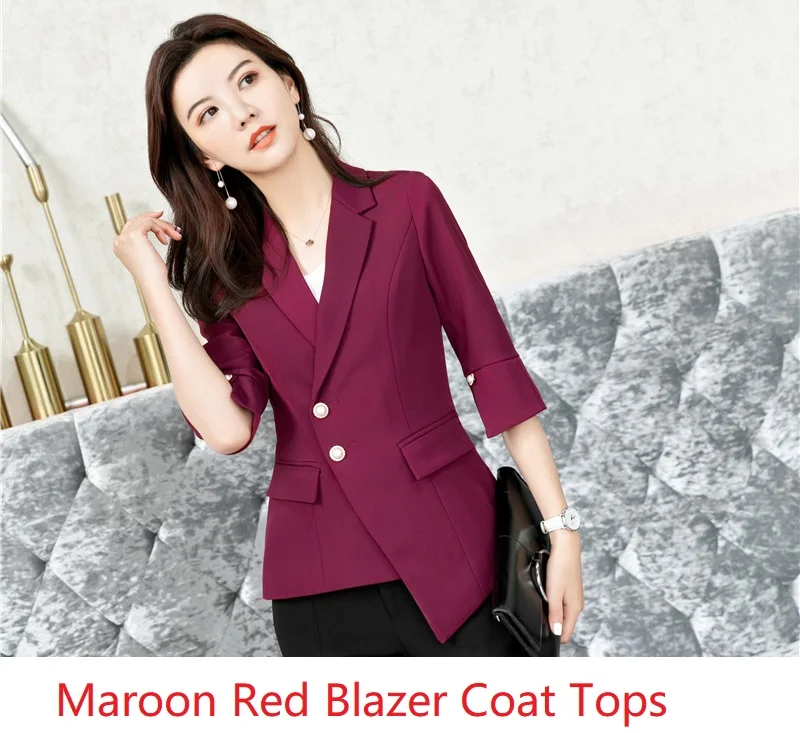 Maroon Red Модные бордовые красные блейзеры и куртки с коротким рукавом, пальто, необычный Блейзер, весна-лето, женские блейзеры, топы, одежда - Цвет: Maroon Red