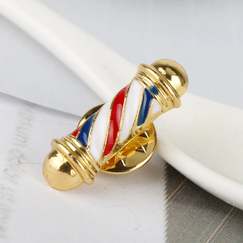 

MQCHUN Barber Shop Barber Pole Brooches Men Shirt Suit Jewelry Brooch Buttons Pin Fashion Creative Accessories Hair Dresser Gift