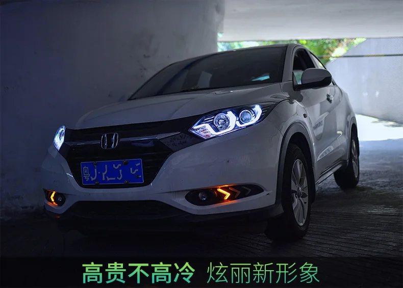 Автомобильный Стайлинг для honda HRV головной светильник s для VEZEL HRV светодиодный головной фонарь Ангел глаз светодиодный DRL передний светильник Биксеноновая линза ксенон HID