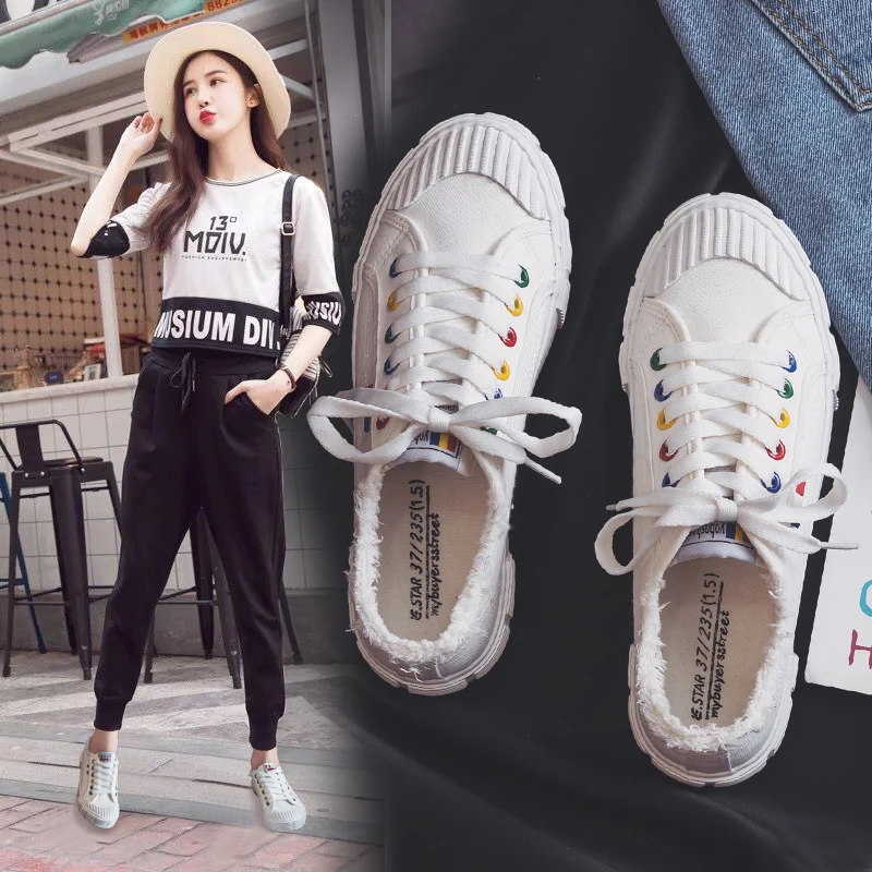 Женская белая парусиновая Обувь На Шнуровке однотонные кроссовки Zapatillas Deportivas Mujer
