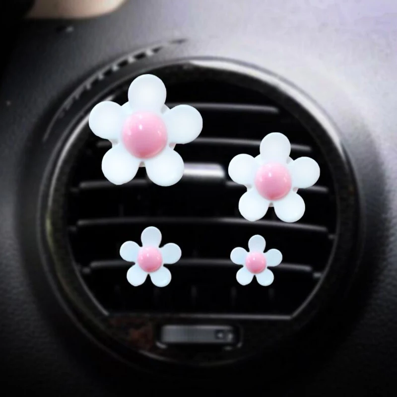 white pink 4 шт. автомобильный Выпускной вентиляционный зажим для духов маленькая Маргаритка Кондиционер зажим для ароматерапии украшения салона автомобиля поставки освежитель воздуха - Название цвета: white pink