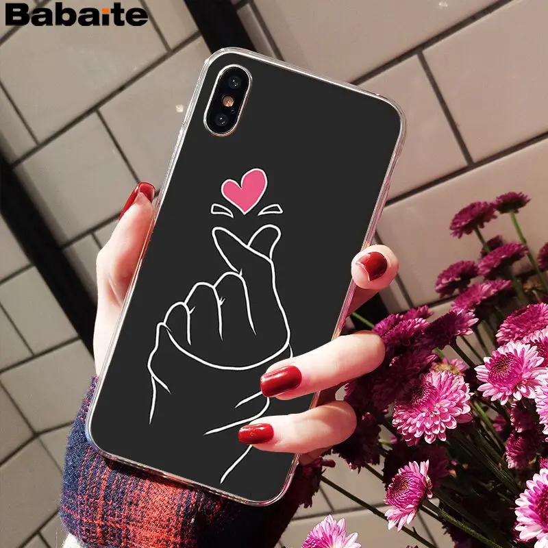Babaite EXO kpop Сердце рисунок любовь на пальце силиконовый высококачественный чехол для телефона для iPhone 8 7 6 6S Plus X XS max 5 5S SE XR