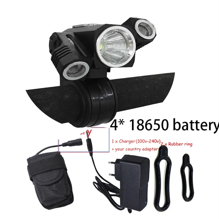 Walkefire 5000lm 3 светодиодная передняя фара для велосипеда Перезаряжаемые светодиодный светильник Перезаряжаемые горы Mtb велосипедные аксессуары лампы+ 18650 Батарейный блок - Цвет: 4X18650