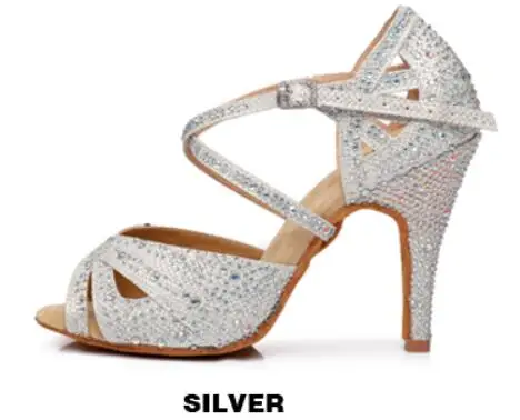white heel 8.5cm Джазовая обувь; женская танцевальная обувь; Танцевальная обувь для танго; женская Обувь для бальных танцев; Цвет черный, белый; стразы JuseDanc - Цвет: white heel 8.5cm