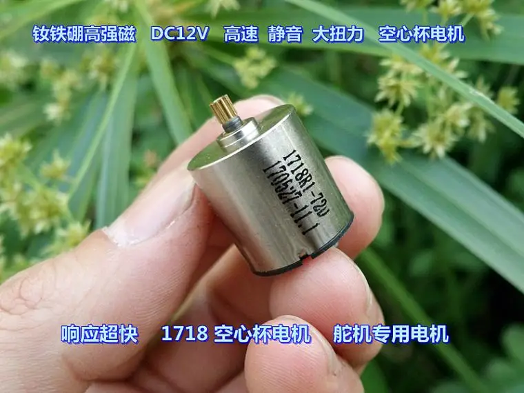NdFeB высокопрочный Магнитный DC12V высокоскоростной бесшумный двигатель рулевого управления с высоким крутящим моментом 1718 двигатель с полой чашкой