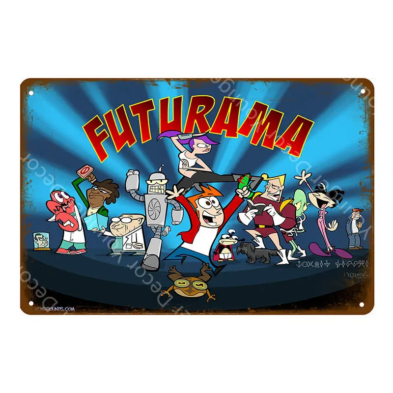 YD6277F Американский комикс ТВ серия Futurama металлические вывески настенные стикеры декор комнаты винтажная живопись декоративная табличка Ретро мультфильм плакат - Цвет: YD6277F