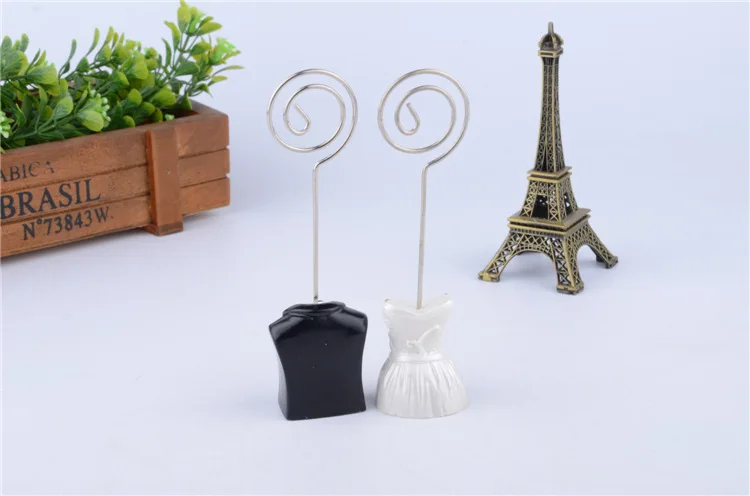 

1 set / lot , Wedding dress photo holder , novelty message card holder for wedding as place card holder , name card holder