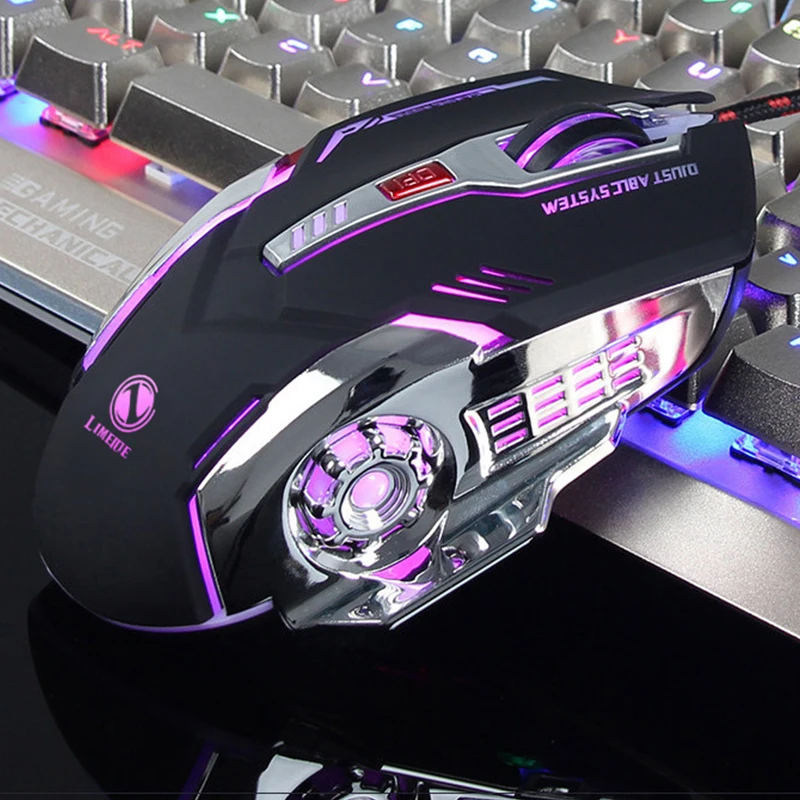 Игровая мышь геймер Проводная компьютерная Mause для Pro gamer 2400 точек/дюйм 6 кнопок LED