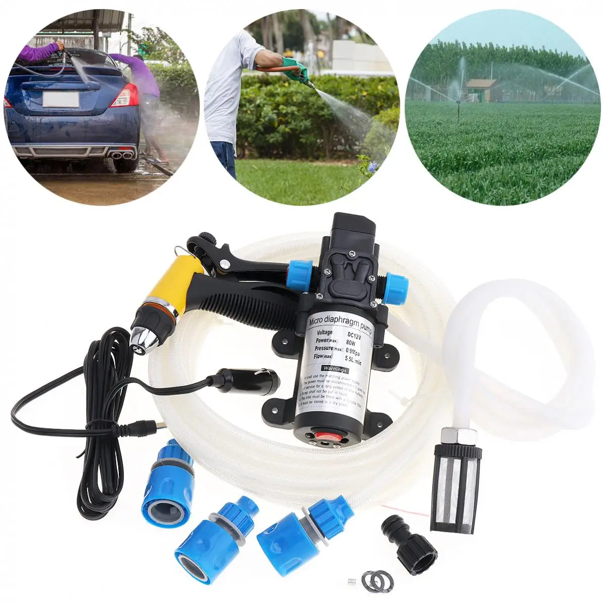 DC 12V 80W портативный высокого давления электрическая стиральная машина набор