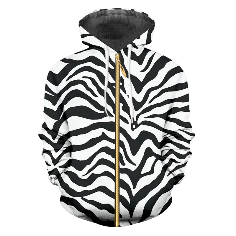 OGKB толстовки на молнии мужские с леопардовым принтом 3D зебры в полоску Забавные