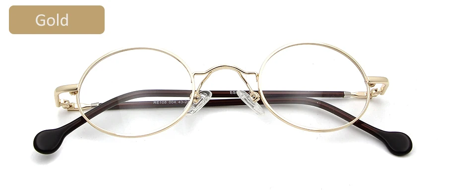 Round eyewear gold ESNBIE Высокое качество Мужские маленькие круглые металлические оправы для очков ацетат Ноги 43 мм винтажные черные круглые очки женские прозрачные линзы - Цвет оправы: Round eyewear gold