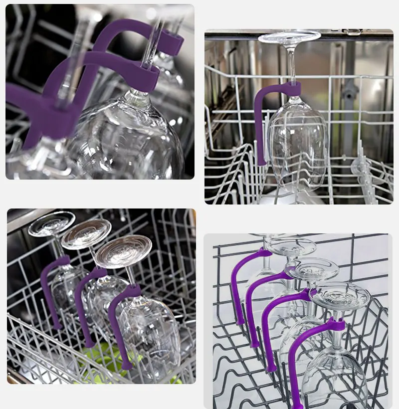 Подсластники Stemware Saver Гибкая посудомоечная машина набор из 4 шт. силиконового стекла кронштейн креативное Вино Стекло Висячие кухонные инструменты