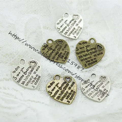 Sweet Bell Free Shipping 40 Pcs/Lot 19*22 Two Color Tone Valentine Love Heart Charm Pendants D0517