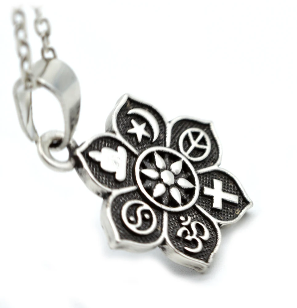 20 шт coexe тибетская серебряная подвеска с лотосом Ом религиозная Вера ожерелье для