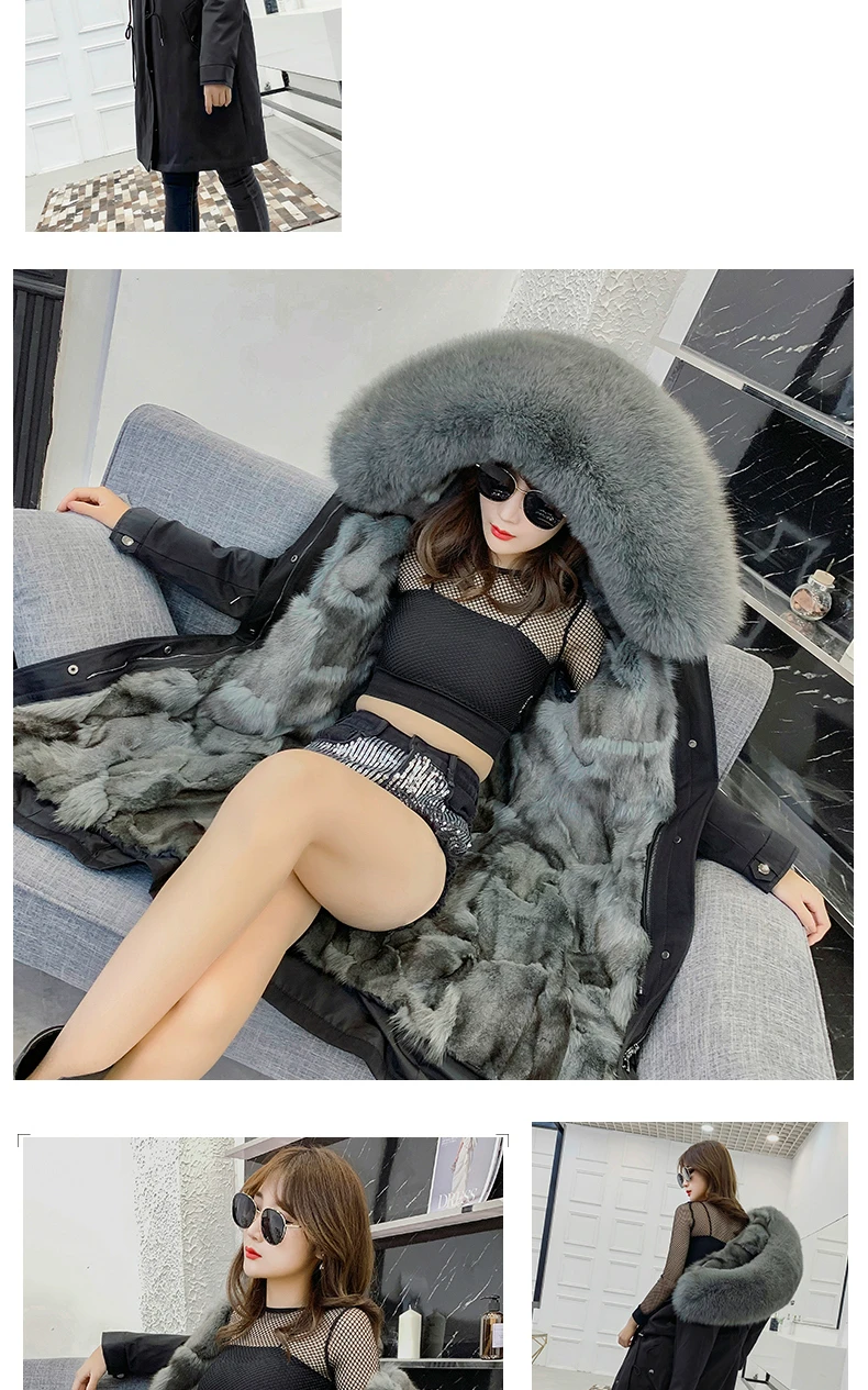 OFTBUY пальто с натуральным мехом, зимняя куртка, Женская парка с натуральным лисьим мехом, тонкая Длинная Верхняя одежда, Толстая теплая уличная одежда, роскошная Повседневная Новинка