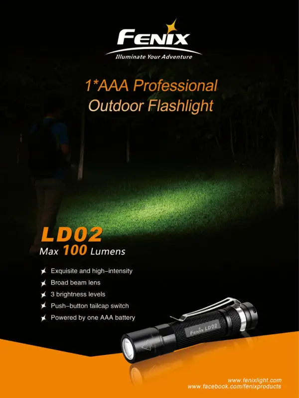Черный светодиодный фонарик Fenix LD02 Cree XP E2 AAA|aaa led flashlight|led flashlighta flashlight |