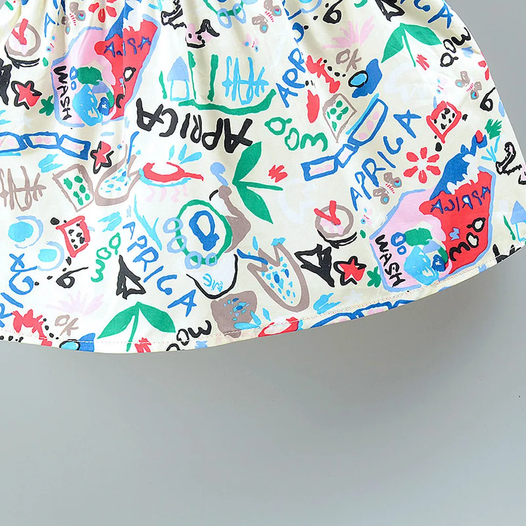 

Fashion Baby Toddler Kid Baby Girl Letter Printed Sleeveless Party Princess Dress Clothing