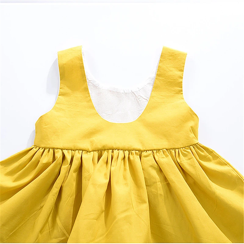 2017 г. Желтые однотонные платья Слипоны для девочек однотонное платье майка без