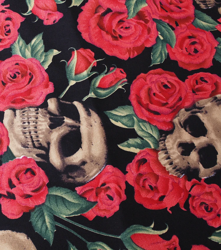 100х14 0 см/39 &quotx 55&quot Роза череп эластичный Поплин Ткань|sewing cloth|fabric diypoplin fabric |