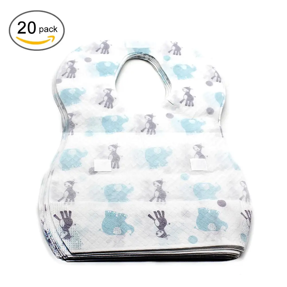 20pcs/lot Waterproof Non-Woven Fabric Disposable Baby Toddler Bibs Feeding Saliva Apron Paper Bibs