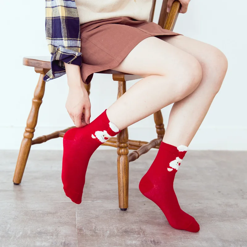 4 Pairs Cute Women Lovely Christmas Socks Cartoon Style Fashion Cotton Printing Floor Gift for Family | Дом и сад