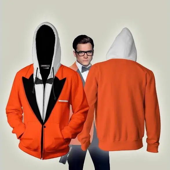 Оранжевый Новинка года; костюм для косплея из фильма «Kingsman: The Golden Circle»; толстовка на молнии для косплея; повседневный спортивный свитер для мужчин и женщин - Цвет: Оранжевый